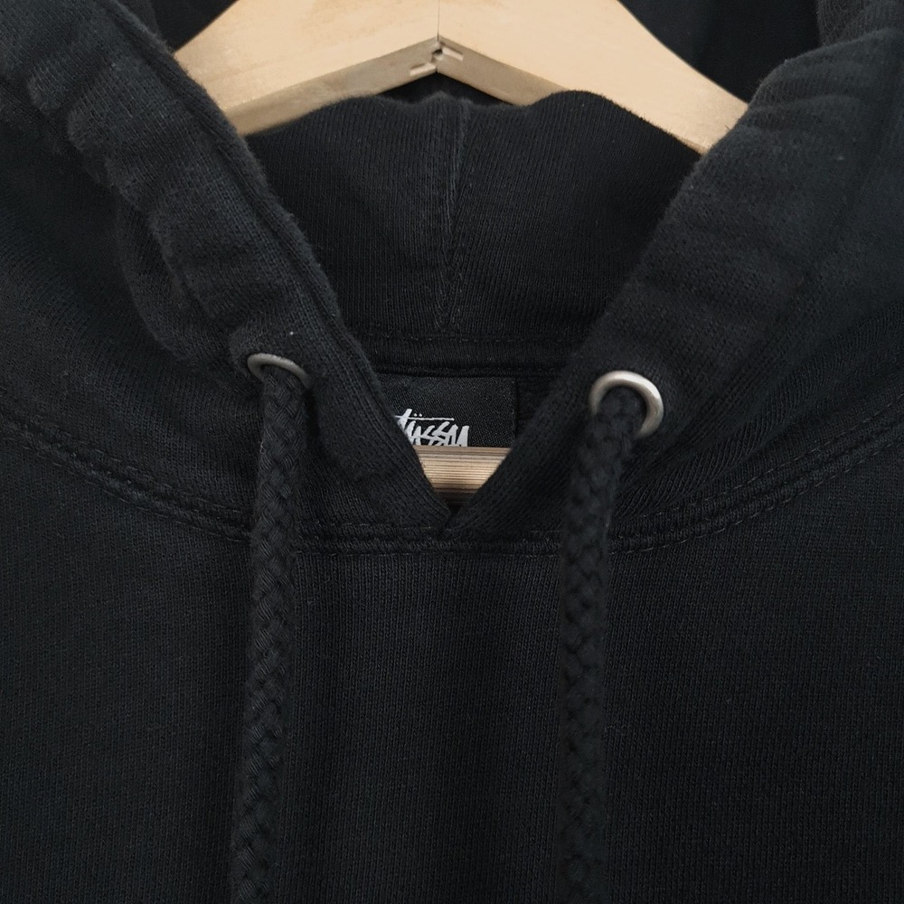 Stussy Hoodie Mens Large Black Oval Logo Fleece Pullover Graphic Back Hit - Picture 4 of 16